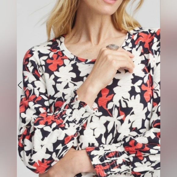 Chicos Rust Button Down Shirt & Floral Long Sleeve Top 2pc Set EUC - Picture 2 of 9